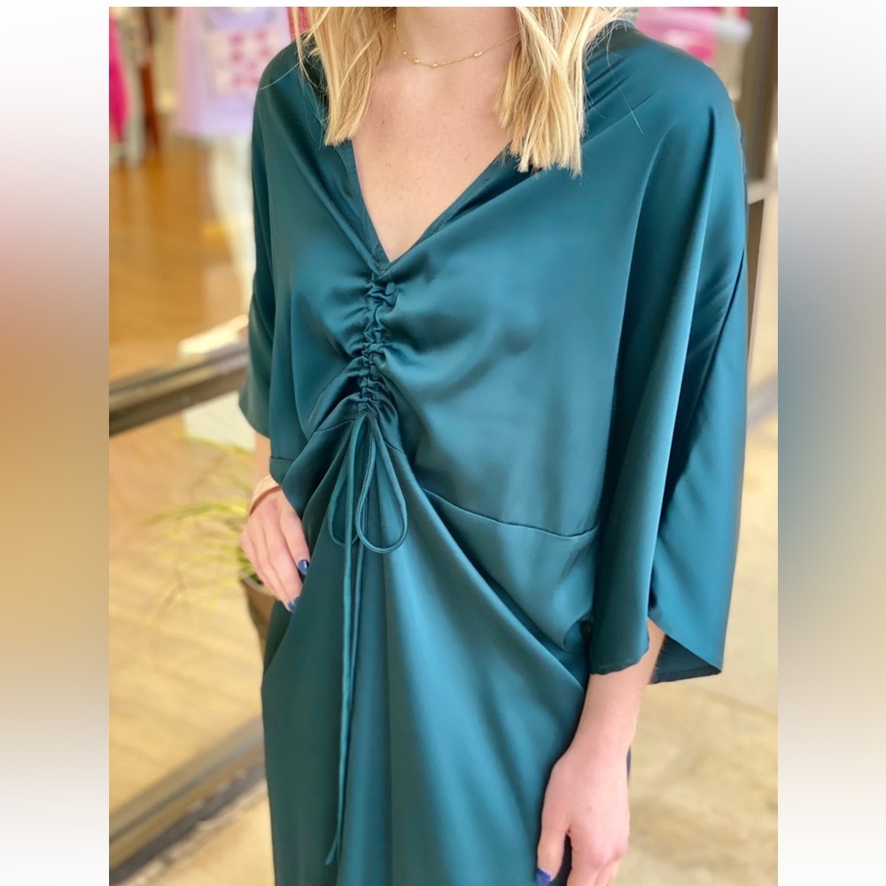 ELAN Nayeli Slouchy Maxi Dress In Dark Teal size Small - Picture 2 of 12
